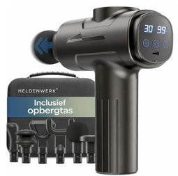 HELDENWERK Active Massagepistool – Zwart – 30 Snelheden – 6 Massagekoppen – Fluisterstil – USB-C