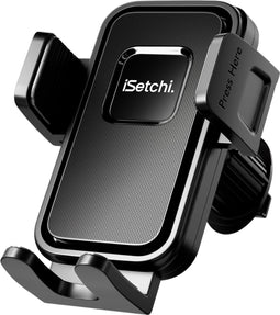 iSetchi - Telefoonhouder Auto - Universeel - Ventilatierooster - Uitschuifbaar Design - Zwart
