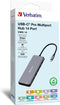 Verbatim USB-C Pro Multiport Hub - 14 Poorten - Dubbele 4K-video-uitgang - Zilver