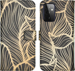 iMoshion Hoesje Geschikt voor Samsung Galaxy A72 Hoesje Met Pasjeshouder - iMoshion Design Softcase Bookcase - Meerkleurig / Golden Leaves