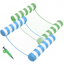 Travelhawk Waterhangmat - Opblaasbare Drijvende Mat - Comfortabele Stoel en Hangmat - Groen en Blauw (2 stuks)