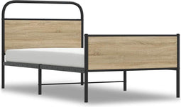 vidaXL - Bedframe - zonder - matras - bewerkt - hout - sonoma - eikenkleur - 100x200cm