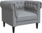 Fauteuil Chesterfield-stijl stof lichtgrijs