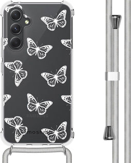 iMoshion Hoesje Geschikt voor Samsung Galaxy A54 (5G) Hoesje Met Koord - iMoshion Design Hoesje met Koord - Transparant / Butterfly