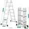Hosel Multifunctionele vouwladder 4 in 1 - 3.6M - Aluminium - Zilver zwart