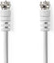 Nedis - Satelliet- en Antennekabel - F-Male - Vernikkeld - 75 Ohm - Dubbel Afgeschermd - 1.00 m - Wit