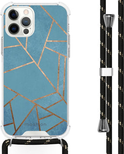 iMoshion Hoesje Geschikt voor iPhone 12 Pro / 12 Hoesje Met Koord - iMoshion Design Hoesje met Koord - Blauw / Meerkleurig / Goud / Blue Graphic