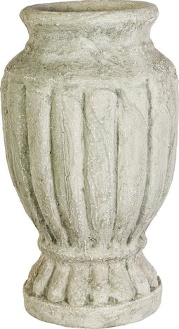 PTMD Rutger grijze keramiek geribbeld klein pot hoog maat in cm: 26 x 26 x 43 - Grijs