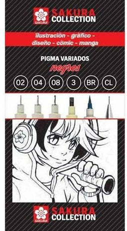 Set Viltstiften Talens Sakura Pigma Zwart 6 Onderdelen