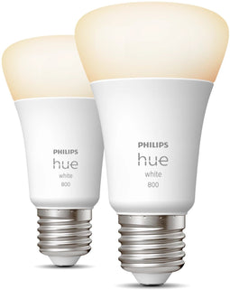 Philips Hue White E27 - Slimme LED-lampen 800 lumen - Warmwit licht (2 stuks)