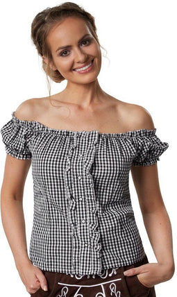 dressforfun Stefferl - Kostuumblouse - Korte mouwen Carmenhals - Zwart / Wit