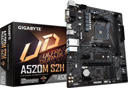 Gigabyte A520M S2H - Micro-ATX Moederbord - AM4 Socket - 4+3 fasen PWM - RGB Fusion 2.0