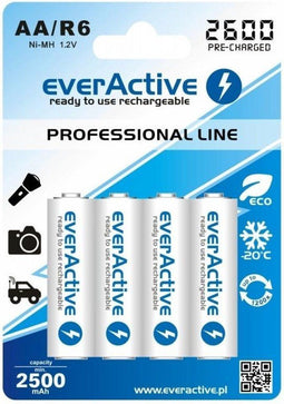 Everactive EVHRL6-2600 - R6 AA 2600mAh Ni-MH oplaadbaar - LSD technologie - tot 1200 oplaadcycli