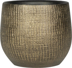 Ter Steege Plantenpot - keramiek - goud - metaal look - D15 x H13 cm