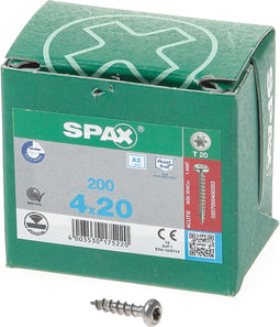 Spax Spaanplaatschroef cilinderkop RVS T-Star T20 4.0x20mm (per 200 stuks)