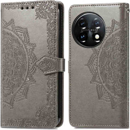 iMoshion Hoesje Geschikt voor OnePlus 11 Hoesje Met Pasjeshouder - iMoshion Mandala Bookcase - Grijs