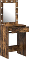 vidaXL - Kaptafel - met - LED-verlichting - - - Gerookt - Eiken - 50x41x135 - cm