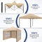 NIVADA Easy Up Partytent XL - 3x3m - Waterdicht met 4 Afneembare Zijwanden - Beige