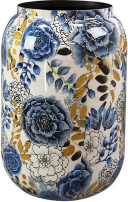 TS Collection - Bloempot hoog Dutch blue - 30x42 - Metaal & Epoxy - Exclusieve woonitems voor binnen - Handgemaakt - Unieke print - Designed by Lammie