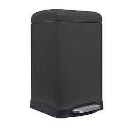 Zwarte metalen prullenbak - 30L - Slow-closemechanisme - Verstevigd pedaal - 34 x 28 x 45,5 cm