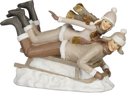 House of Seasons Kerstversiering Couple - 22.5x9x14 cm - Polyresin - Beige