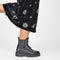PS Poelman Leta - Dames Leren Enkellaarzen met Veters en Rits - Chunky Plateauzool - Zwart Croco