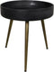 HSM Collection Bijzettafel Ventura - ø40 cm - mangohout/ijzer - black wash/antique gold