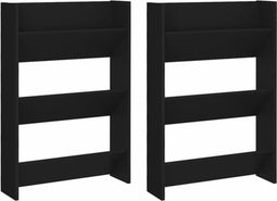 vidaXL - Wandschoenenkasten - 2 - st - 60x18x90 - cm - bewerkt - hout - zwart