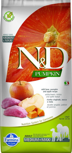 N&D Pumpkin hondenvoeding Wild Zwijn medium/maxi 12 kg