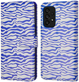 iMoshion Hoesje Geschikt voor Samsung Galaxy A53 Hoesje Met Pasjeshouder - iMoshion Design Bookcase smartphone - Meerkleurig / White Blue Stripes