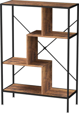 Boekenkast wandkast Stoer - open vakkenkast - industrieel - metaal hout - 115 cm hoog