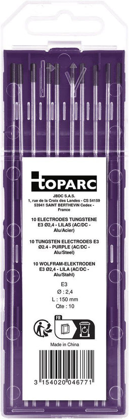 GYS 10 - Tungsten Elektroden E3 O2.4 - Hoge smelttemperatuur 3400°C - Paarse kleur