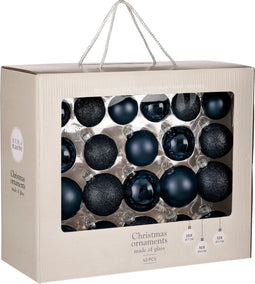 House of Seasons - Kerstballen Set - 42 Stuks - Ø7 cm - Glas - Donkerblauw (42 stuks)