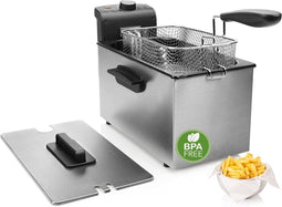 Royalty Line® EFT2000 Friteuse 3 Liter - Frituurpan - 2000W - Koude Zone - 2 tot 4 Personen - Koude Zone - Traploos Instelbare Temperatuurregelaar - RVS