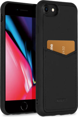 Accezz iPhone SE (2022) / SE (2020) / 8 / 7 / 6s / 6 - Back Cover - Premium Leather Card Slot - Zwart