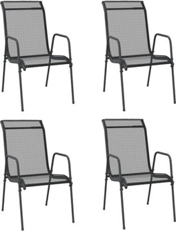 vidaXL - Tuinstoelen - 4 - st - staal - en - textileen - zwart