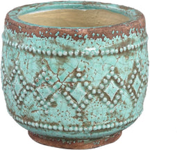 PTMD Jiske Bloempot - 16 x 16 x 14 cm - Terracotta - Groen