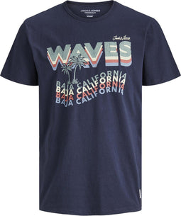 Jack & Jones JORAIDENS TEE SS CREW NECK - T-shirt korte mouw met hawaii print - Donker blauw - Maat S