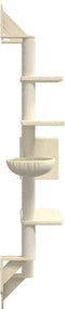 vidaXL - Kattenmeubel - wandgemonteerd - met - krabpaal - 180 - cm - crèmekleurig