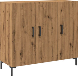 vidaXL - Dressoir - 90x34x80 - cm - bewerkt - hout - artisanaal - eikenkleurig