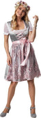 Dressforfun Mini-Dirndl Sonthofen model 2 - Verkleedkleding kostuum - Vetersluiting - Zilver roze (XXL)
