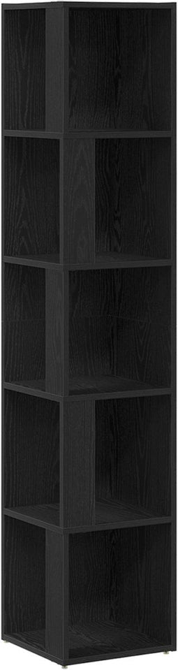 vidaXL - Hoekkast - Zwart - Eiken - 33x33x164,5 - cm - Kunststof - Hout