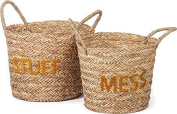 Kidsdepot Messy & Stuff, set manden (set van 2) Oker Geel- opbergmanden