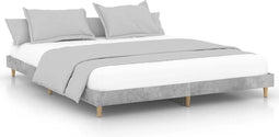 vidaXL - Bedframe - bewerkt - hout - betongrijs - 120x200 - cm