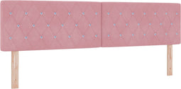 vidaXL - Hoofdbord - met - Kristallen - Knop - - - Geplooid - - - Roze - - - 180 - cm - - - Fluweel