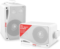 Pyle Bluetooth Luidsprekers - Draadloze Bluetooth Speakers- Waterdichte 3-Weg Actieve Luidspreker -Geschikt voor Patio en Binnengebruik - Wit