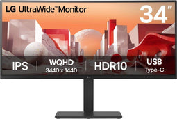 LG 34BA75QE - 34" UltraWide™ QHD IPS Monitor - USB-C 90W Power Delivery - Zwart