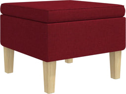 vidaXL - Kruk - met - houten - poten - stof - wijnrood