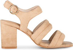 POSH by Poelman BO - Dames Sandalen met hak - Imitatiesuède - Beige - Maat 38