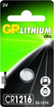 GP CR1216 - Knoopcel Lithium 3V 12 x 1,6 mm - Aluminium